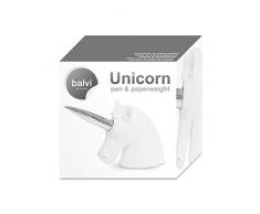 Balvi Stylo & Presse-papiers Unicorn Couleur Blanc en Forme de Licorne Résine