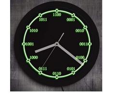 smyzll Code Binaire Horloge Murale décorative avec rétro-éclairage LED Math Chiffres équation LED enseigne au néon Horloge Murale Enseignants Cadeaux éducatifs Diamètre: 25 cm