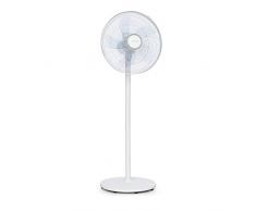 KLARSTEIN Windflower - Ventilateur sur Pied, Rotor à 5 pales (15/38,5 cm), 50 W, 3 Vitesses de Vent, Réglable en Hauteur (2 Niveaux), Débit dair: 3.090 m³/h, Oscillation, Base Ronde - Blanc
