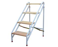 Échelle de escabeau portative à 4 marches pliantes, en bois pour escabeaux de ménage pour enfants et adultes, outil de jardin en acier au carbone pour usage intensif, charge max. 150kg Hauteur: 92cm