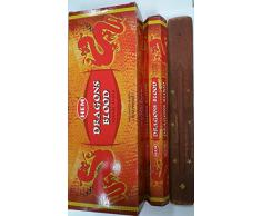 Hem Dragons Blood Bâtonnets d'encens, 6 paquets x 20 sticks = 120 bâtonnets avec support de bâtons d'encens par Sterling effectz