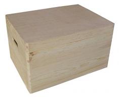 Caisse en Bois Naturel avec Couvercle - Boîte à Jouets Caisse de Rangement - 39,5 x 30 x 24 cm