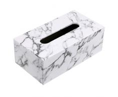 Sumnacon Boîte à Mouchoir Rectangulaire Distributeur en PU Cuir,pour la Famille,la Bureau,la Tablette (marbre Blanc)