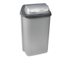 keeeper 2053714 Poubelle Roll-Top 50 l en Argent/Anthracite, Plastique, 39 x 29,5 x 67,5 cm