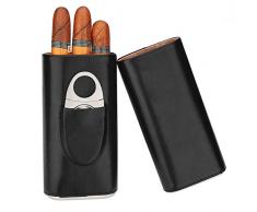 TOCIR Boîte à 3 cigares humidor en cèdre d’importation avec Coupe Cigare en Acier Inoxydable ,Groomsmen Gift, Birthday Gift, Fathers Day Gift, Birthday Gift