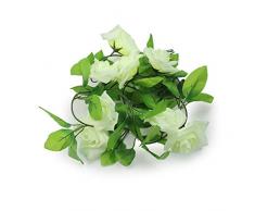 niceeshop(TM) Liane de Roses Artificielle Suspendue pour Décorer le Jardin Ou la Maison, Fleur en Couleur Verte Claire et Feuilles Vertes Foncées