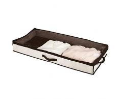 mDesign rangement sous lit – boite de rangement avec couvercle transparent pour vêtements, linge de lit ou chaussures – tiroir sous lit à labris de la poussière – couleur crème/marron foncé