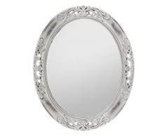 Miroir Nostalgie, forme ovale, cadre fleuri en blanc, en MDF robuste, dispositif daccrochage à larrière