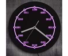 DJDLNK Code Binaire Horloge Murale Décorative avec Rétro-Éclairage LED Nombres Mathématiques Équation Enseigne Au Néon Horloge Murale Enseignants Cadeaux Éducatifs