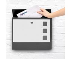 Relaxdays Boîte aux lettres murale moderne avec compartiment à journaux porte-courrier porte-lettres journal magazine, Blanc/Noir