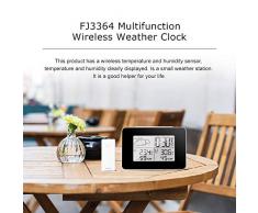 ALLOMN Station Météo sans Fil, Horloge Météo Multifonctionnelle Numérique avec Météo Extérieure/Température/Humidité/Rétro-éclairage/Alarme Roupillon Une Fonction (Noir)