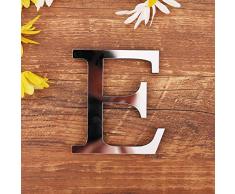 3D DIY Lettres Alphabet Décoratives Argent, Créatif Acrylique Surface du miroir Alphabet 26 lettres autocollant mural Fête de la décoration de la maison (E)