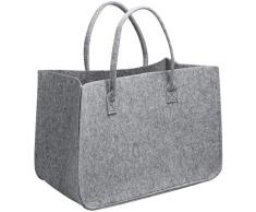 com-four® Sac en Feutre XXL pour magasinage, Porte-revues, Jouets ou Pique-Nique à la Plage, Feutre épais et Robuste, Poche idéale pour Le Bois de Chauffage (01 pièce - Sac/Gris Clair)
