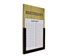 Calendrier d’anniversaire naturel, indépendant de l’année, calendrier mural perpétuel pour anniversaire, style rétro, vintage et shabby chic, 100 % bois de qualité supérieure