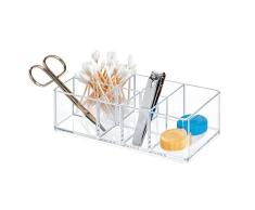 iDesign boîte de rangement pour salle de bain et armoire à pharmacie, petite boîte à pharmacie en plastique, boîte transparente à 7 compartiments, transparent