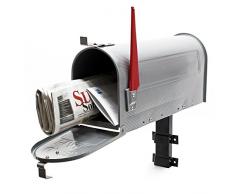 Boite aux lettres US Mailbox Design américain argent-gris avec un support mural correspondant