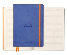 Rhodia 117748C GOALBOOK RHODIA Carnet Souple d'organisation 240 pages Numérotées 14,80 cm x 210 cm Comprenant un Index et un Calendrier Perpétuel ; Papier 90g Ivoire avec Impression DOT à Points ; Couverture Bleu Saphir