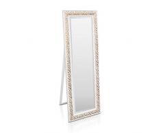 Rococo by Casa Chic - Miroir Mural Shabby Chic - 130 x 45 cm - Grand Miroir sur Pied Vintage - Blanc Antique et Or
