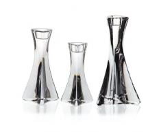 Set 3 chandelier, Bougeoir,3 bougies, cristal, Collection "TRITON", 13, 16 et 19 cm, photophore, transparent (GERMAN CRISTAL powered by CRISTALICA)