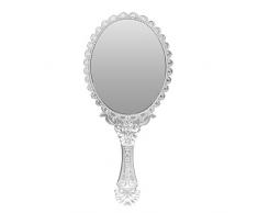 Bluelover Vintage Repoussé Ovale Maquillage Floral Miroir Main Miroirs Argent Cosmétique