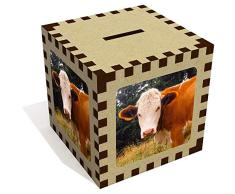 Stamp Press Visage de Vache Tirelire en Bois (MB00005933)
