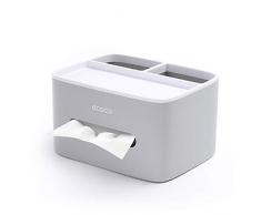 MHTECH Boîte à mouchoirs multifonction en PVC, Boîte De Rangement Multifonctions,Boîte De Rangement Carrée -pour stylo à crayons, télécommande,Serviette en papier,pour la maison et au bureau (Gris)