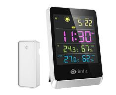 Brifit Station Météo, Moniteur Numérique de Température et Dhumidité, Affichage de lheure, Date et Hygromètre, Prévisions Météo, Écran LCD Couleur, Réveil pour Chambre à Coucher, Salon