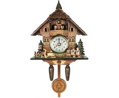 1 horloge coucou créative sculptée à piles en bois faite à la main