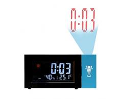 Réveil Projecteur Plafond, KKmoon Rétro-éclairage LED Radio Reveil Projecteur 180° Horloge Météo Prévisions Météorologiques Horloge de Projection Horloge Tournante Réveil Température Humidité