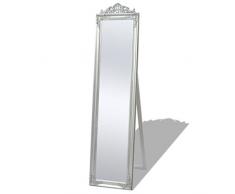 vidaXL 243693 Miroir sur Pied Style Baroque Style Maison de Campagne, 160 x 40 cm, Argent, Bois, Taille Unique