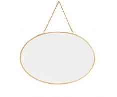 Madam Stoltz Miroir ovale avec cadre en fer à suspendre Doré 30 x 21 cm