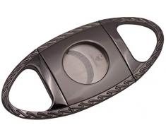 GERMANUS Double Coupe-Cigare, Cutter, en Acier Inoxydable, Noir argenté