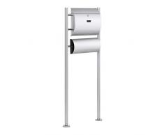 Uniprodo Boite Aux Lettres sur Pied Compartiment Journaux UNI_Letter_02 (Pose Intérieure Ou Extérieure, sur Pied Ou Murale, 1 Serrure, 2 Clés, INOX)