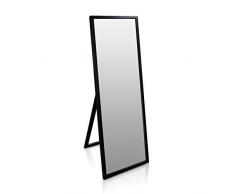 Classic by Casa Chic - Miroir Mural - 130x45 cm - Miroir sur Pied - À Poser Ou Accrocher Au Mur - Bois de Pin Massif - Noir