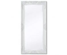 mewmewcat Miroir Mural Magnifique pour Salle de Bain Dressing Style Baroque Blanc avec Quatre Crochets de Fixation 100 x 50 cm (L x l)