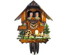 Orig. mécanique à remontage de Noir de forêts Horloge Coucou (certifié), 1 jour. Maison, 31 cm, musique, Figurines de Danse, buveurs de bière et roue de Mühl Noir Forêt