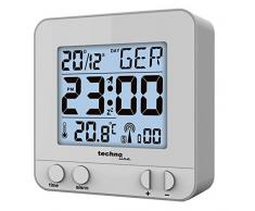 Technoline WT 235 – Réveil Radio-piloté avec capteur Tactile, Plastique, 8 x 2,5 x 8 cm, Plastique, Silber, 8 x 2.5 x 8 cm