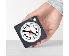Réveil de voyage Jcobay - Réveil de chevet - Sans tic-tac - Fonctionnement à piles - Silencieux - Horloge analogique silencieuse avec veilleuse pour les voyages en randonnée