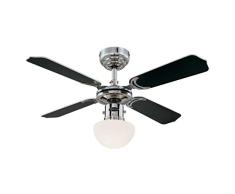 Westinghouse Lighting Portland Ambiance, ventilateur de plafond avec Ã©clairage, mÃ©tal, finition chrome avec pales rÃ©versibles blanc / noir