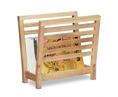Relaxdays 10020656 Porte-magazines porte-revues support pour journaux en bois de noyer HxlxP: 38,5 x 26,5 x 40 cm, marron