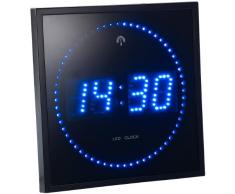Lunartec Horloge Digitale Murale avec 60 LED - Radiopilotée - Bleu