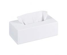 Relaxdays Boîte à mouchoirs en bambou avec fond coulissant, boîte à mouchoirs pour mouchoirs, H x L x P : 7,5 x 24 x 12 cm, blanc