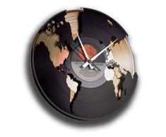 DISCOCLOCK DD014GB - WORLD - HORLOGE EN DISQUE VINYLE - PENDULE VINTAGE Ã PARTIR DUN DISQUE 33 TOURS RECYCLÃ - HOROLOGE MURALE - PENDULE CUISINE - MADE IN ITALY - LIVR. EXPRESS 24H DISPON.!
