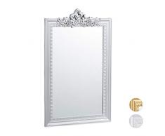 Relaxdays 10025535_55 baroque, Miroir rectangulaire à accrocher, design antique, couloir, salle de bain, argenté, PP, verre, carton, 64 x 39,5 x 2 cm