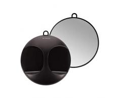 T4B LUSSONI Miroir à main professionnel noir avec poignée, 29 cm, pour coiffeurs, salons de beauté, barbiers, esthéticiennes, pour hommes et femmes