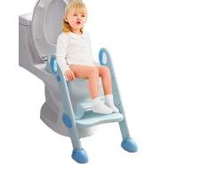 Réducteur Toilette/WC pour Enfant avec Marche Plastique Antidérapant Marchepied Siège de Toilette Bébé Pliable avec Coussin Eponge