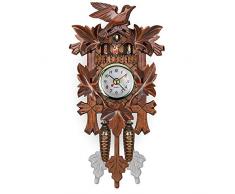 WM&LJP Handcrafted Bois Coucou, Forêt-Noire À Quartz Horloge Murale, Pendule Mobile Oiseau, Multi Scénario Dapplication