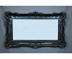 Idea Casa Grand miroir avec encadrement de style baroque, imitation vintage, 96 x 56 cm, noir