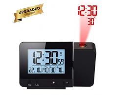 AOZBZ Réveil de Projection Horloge de projecteur à écran LED avec rétroéclairage Réveillez-Vous à laide de Piles