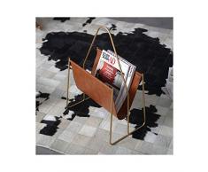 XLYAN Porte-revues Métal-Cuir Range-revues pour Sofa Corner Chevet étagère Stockage Panier, Porte-Brochure Fichier Document Dossier Journal Stand Organisateur,Brown